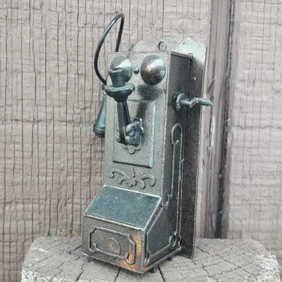 Mini Dollhouse Accessory Cast Iron Pencil Sharpener RARE Vintage Phone Telephone - Picture 2 of 10